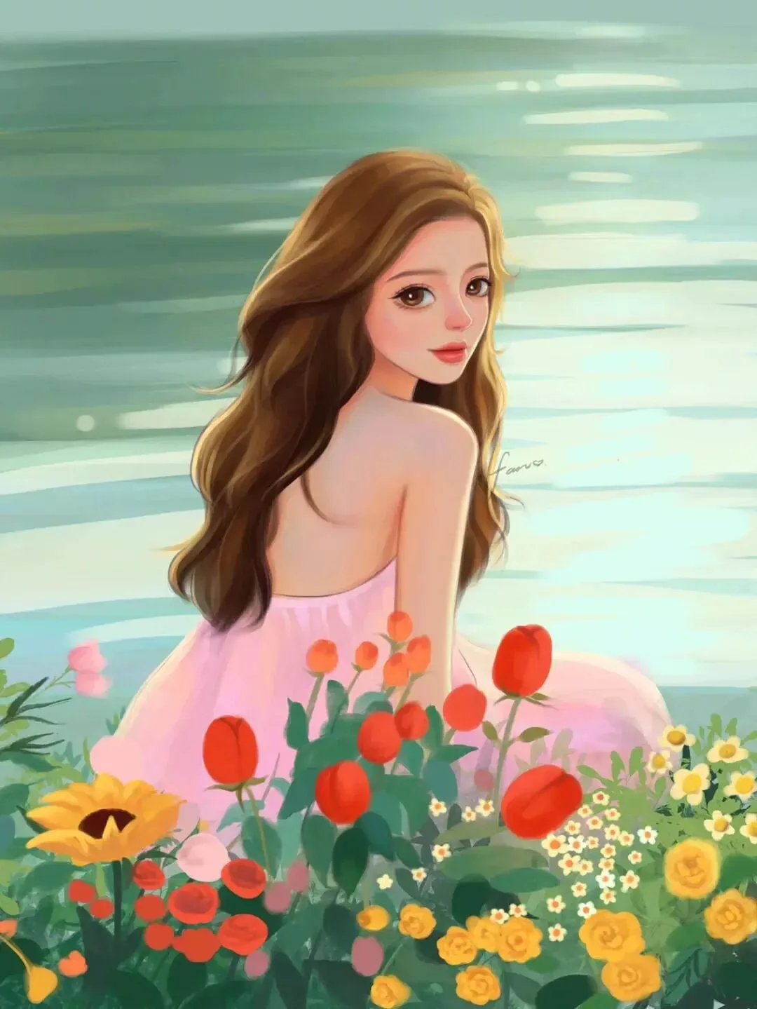美女插画头像壁纸 图片2