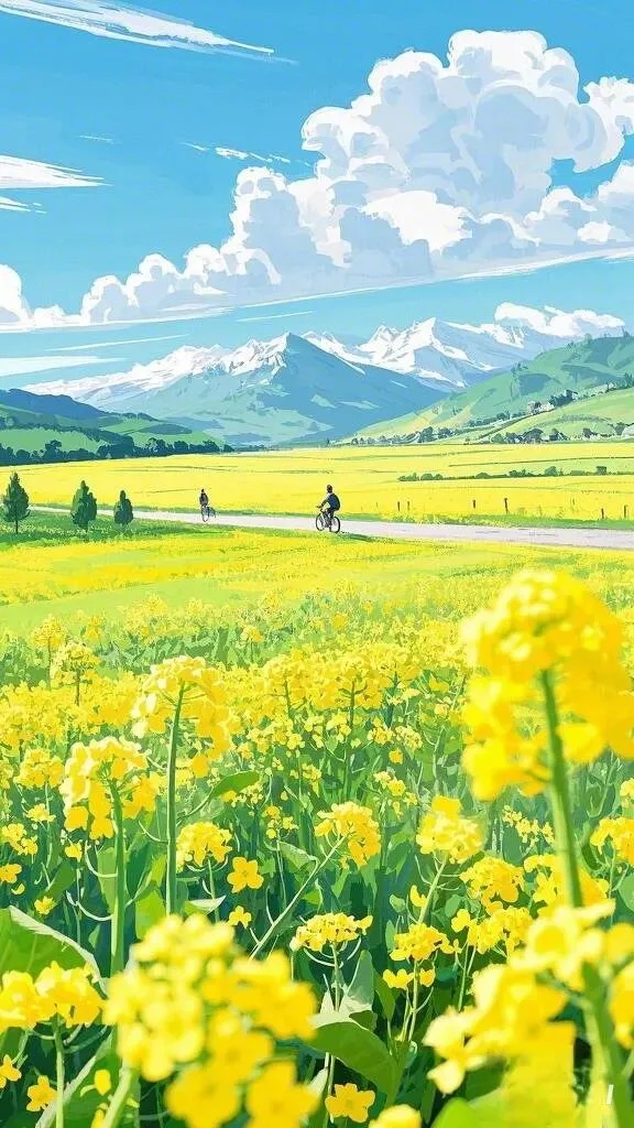 油菜花插画壁纸 图片5