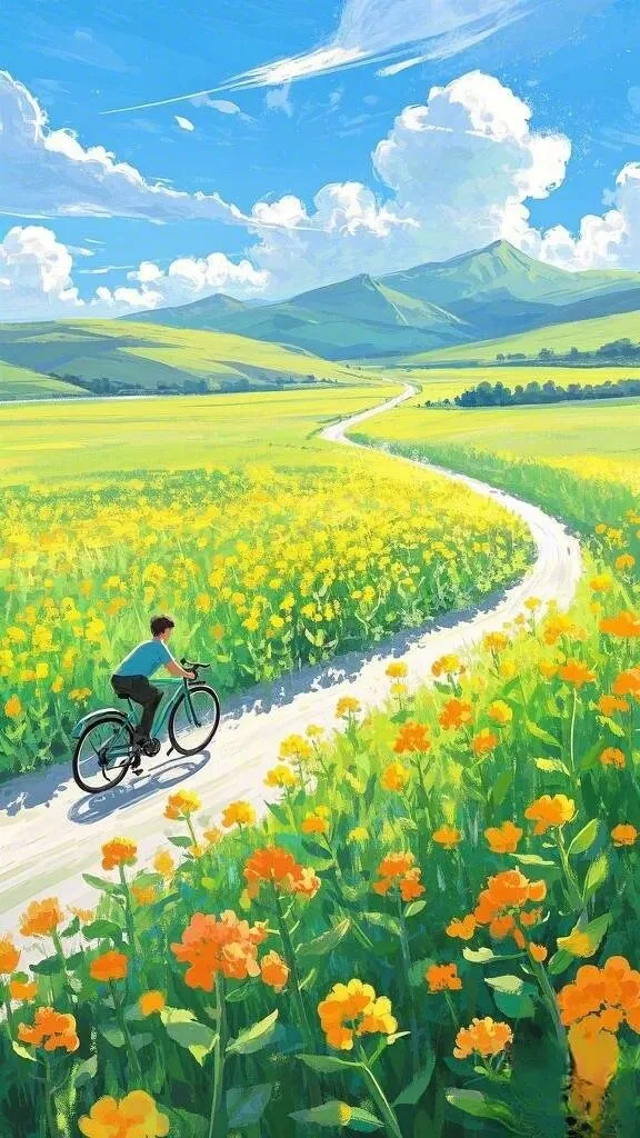 油菜花插画壁纸 图片2