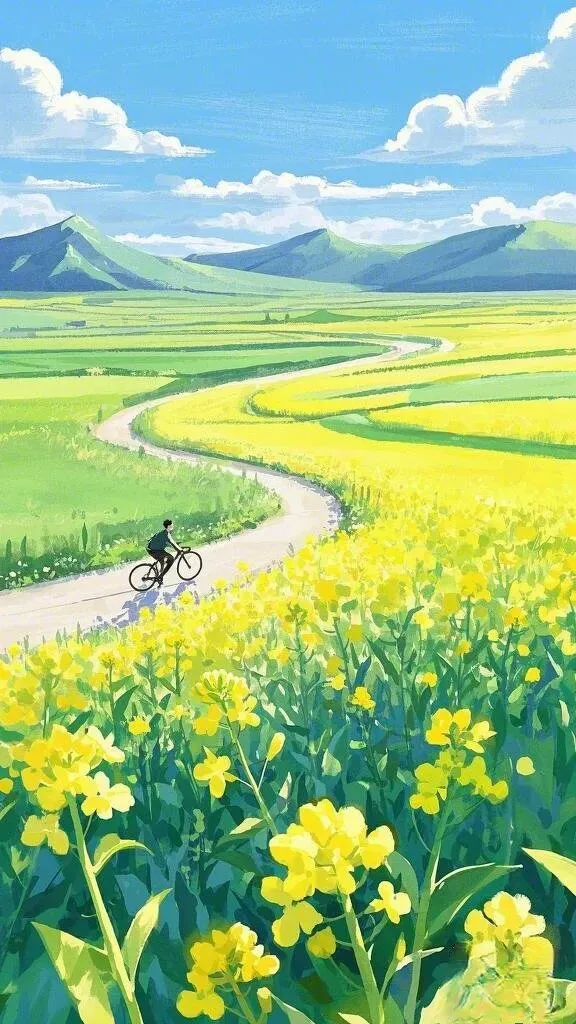 油菜花插画壁纸 图片3