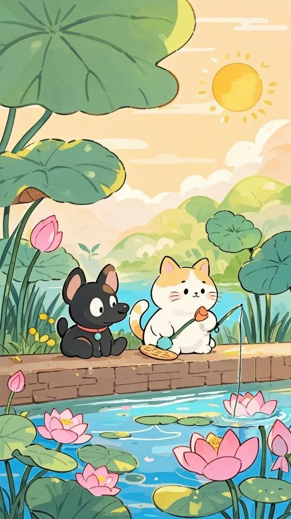 钓鱼插画壁纸 图片3