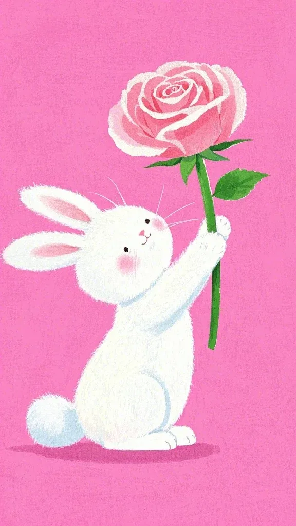 送花插画壁纸 图片2