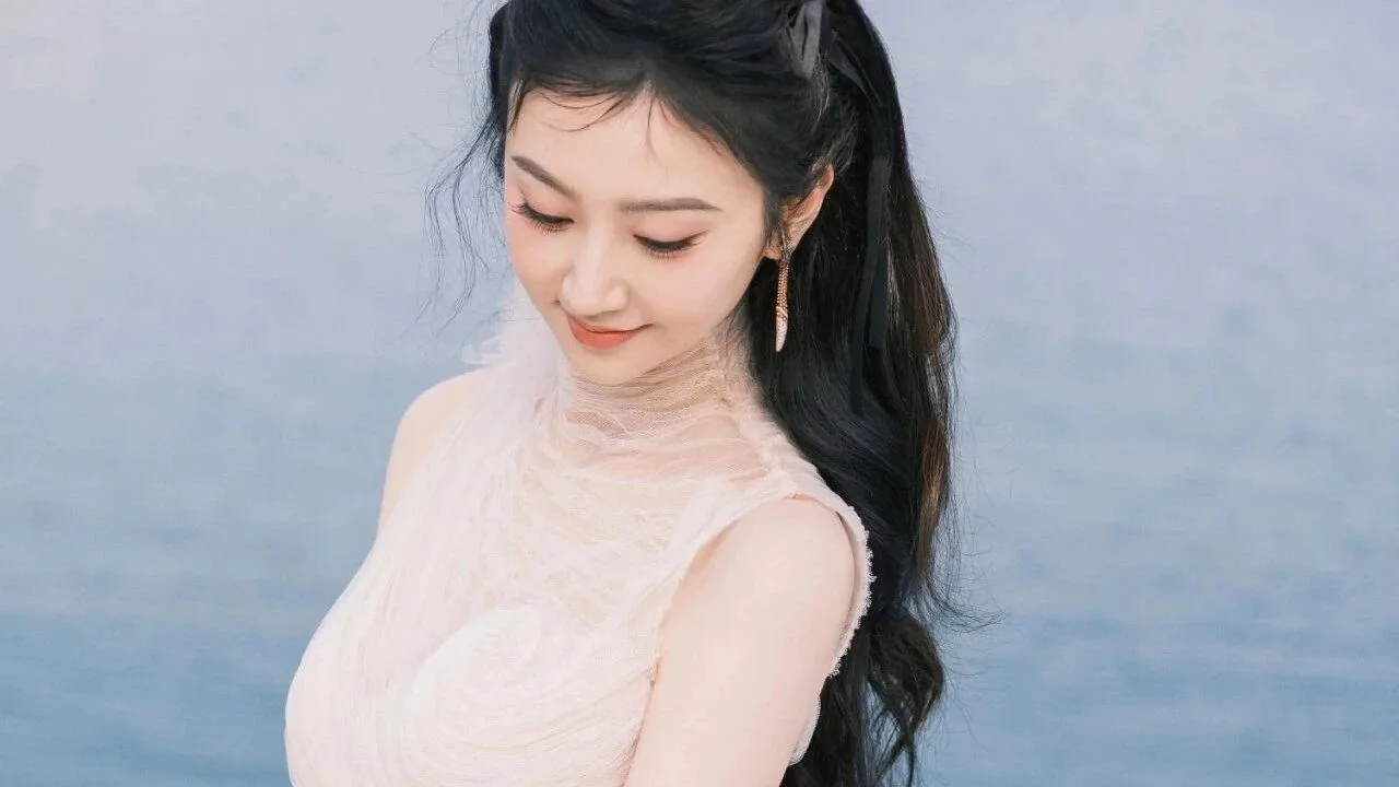 景甜薄纱写真高清图集 温柔纱裙衬托优雅气质壁纸
