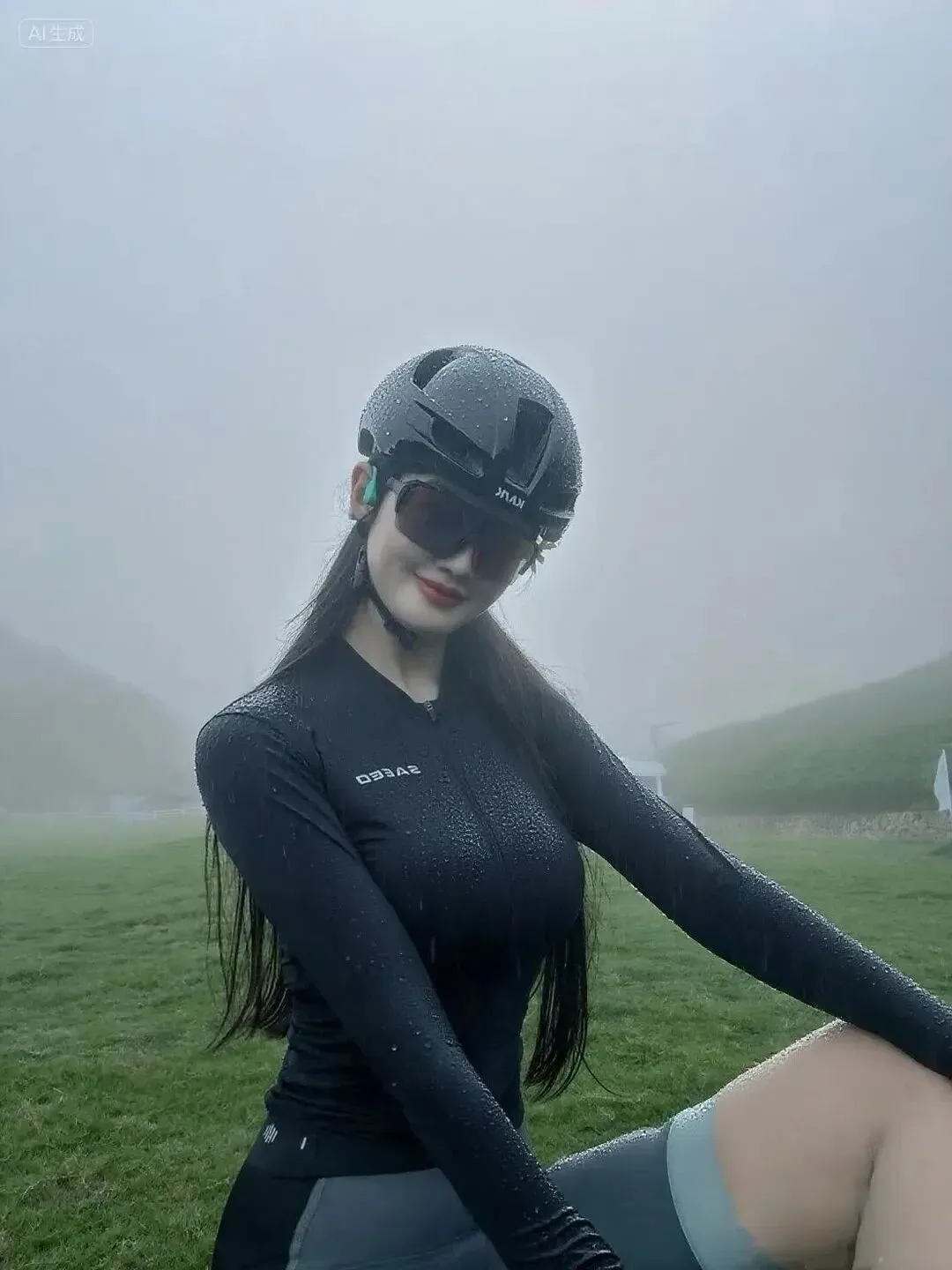 雨中骑行美女 图片4